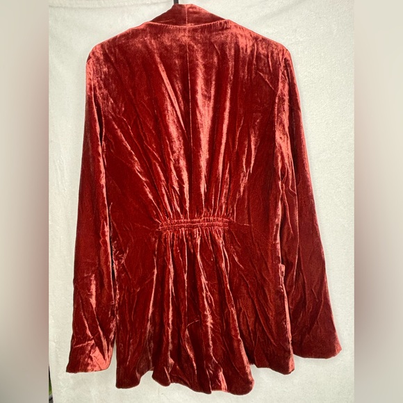 Free people burnt orange rust crush velvet woman's one button jacket sz MED - Picture 5 of 13